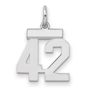 Sterling Silver, Athletic Collection, Small Polished Number 42 Pendant